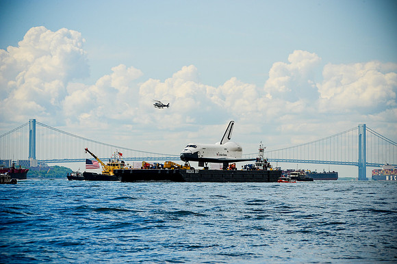 Space Shuttle Enterprise Lands at New York City's Intrepid Museum